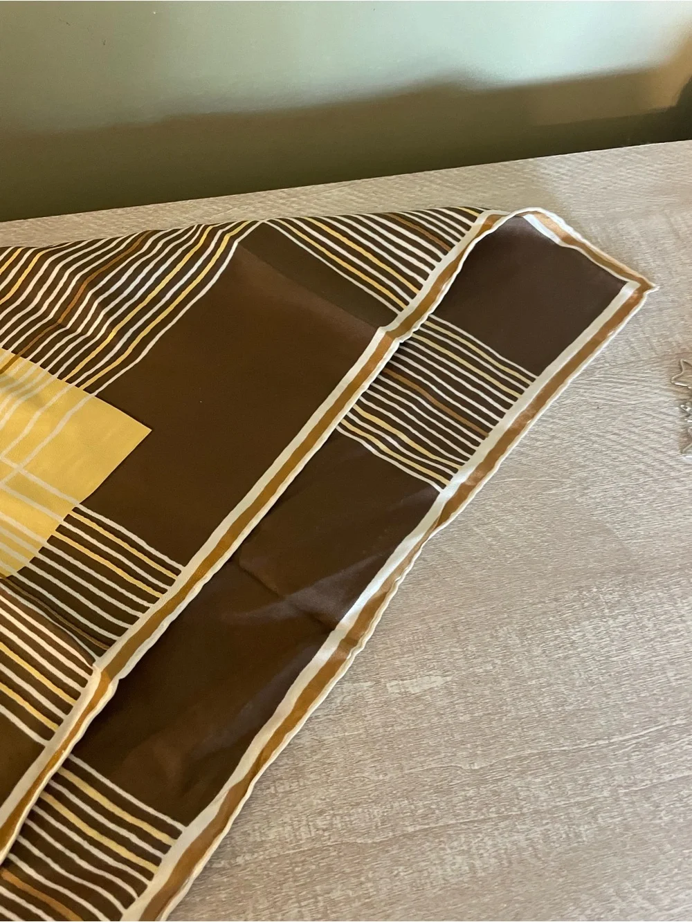 Vintage Silk Pierre Cardin ladies scarf accessory brown fall 60s retro groovy